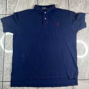 Polo Ralph Lauren Men’s Navy 100% Cotton, Short Sleeve Polo Shirt, Red Pony L